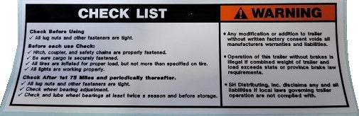 Trailer Check List Decal